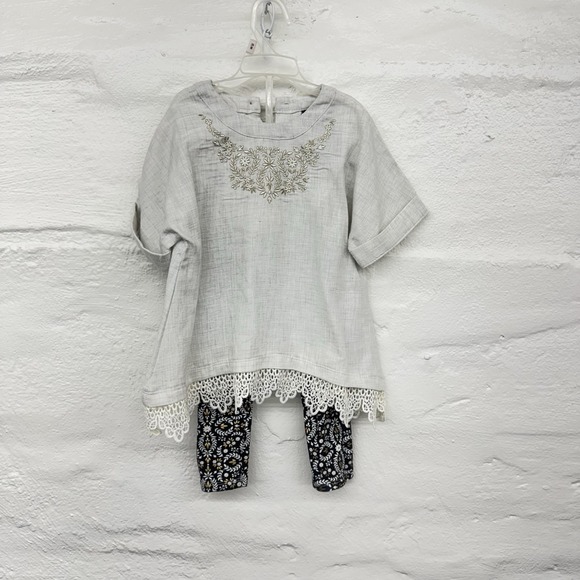 LOOK OPTIC Other - Cynthia Rowy Pant‎ Suit Toddle 2T Dressy Leggins And Linen Look Top Embrodery